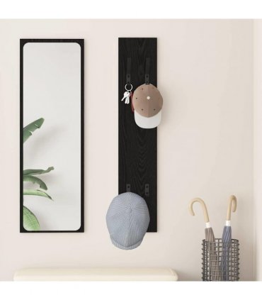 vidaXL Wall-Mounted Coat Rack Wall-mounted Black Oak 20 x 1.5 x 100 cm
