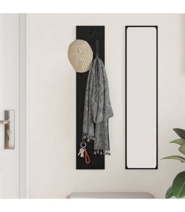 vidaXL Wall-Mounted Coat Rack Wall-mounted Black Oak 20 x 1.5 x 100 cm