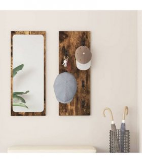 vidaXL Wall-Mounted Coat Rack Wall-mounted Smoked Oak 30 x 1.5 x 80 cm