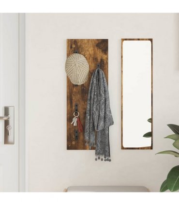 vidaXL Wall-Mounted Coat Rack Wall-mounted Smoked Oak 30 x 1.5 x 80 cm