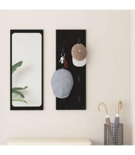vidaXL Wall-Mounted Coat Rack Wall-mounted Black Oak 30 x 1.5 x 80 cm