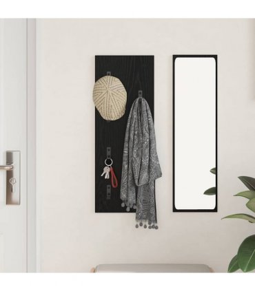 vidaXL Wall-Mounted Coat Rack Wall-mounted Black Oak 30 x 1.5 x 80 cm