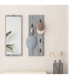 vidaXL Wall-Mounted Coat Rack Grey Sonoma 30 x 1.5 x 80 cm