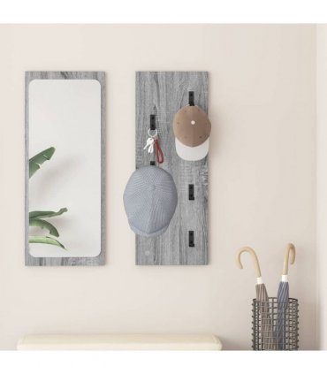 vidaXL Wall-Mounted Coat Rack Grey Sonoma 30 x 1.5 x 80 cm