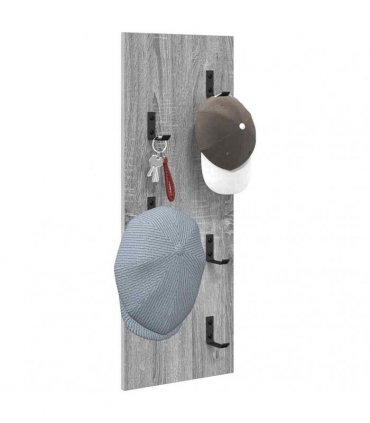 vidaXL Wall-Mounted Coat Rack Grey Sonoma 30 x 1.5 x 80 cm