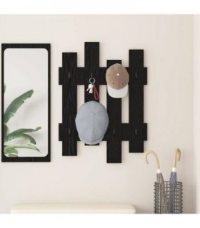 vidaXL Wall-Mounted Coat Rack Black Oak 60 x 3 x 82 cm Engineered wood