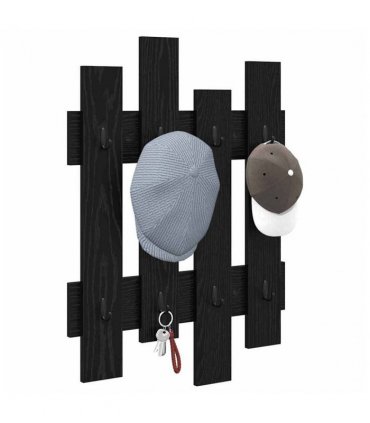 vidaXL Wall-Mounted Coat Rack Black Oak 60 x 3 x 82 cm Engineered wood