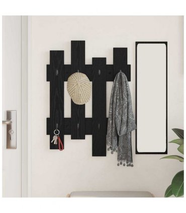 vidaXL Wall-Mounted Coat Rack Black Oak 60 x 3 x 82 cm Engineered wood