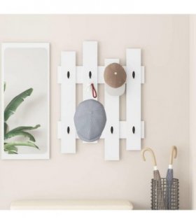 vidaXL Wall-Mounted Coat Rack White 60 x 3 x 82 cm Engineered wood