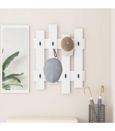 vidaXL Wall-Mounted Coat Rack White 60 x 3 x 82 cm Engineered wood
