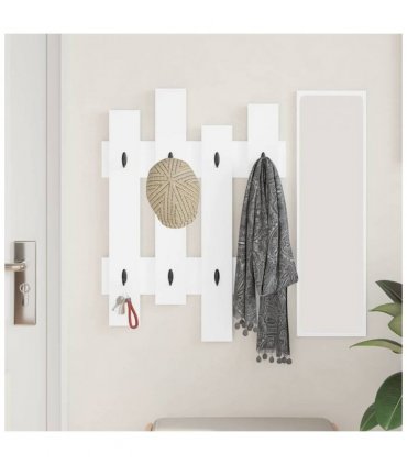 vidaXL Wall-Mounted Coat Rack White 60 x 3 x 82 cm Engineered wood