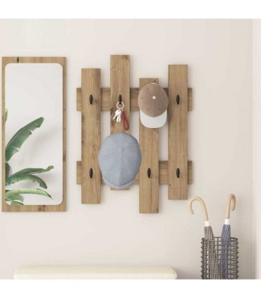 vidaXL Wall-Mounted Coat Rack Wall-mounted Artisan Oak 60 x 3 x 82 cm