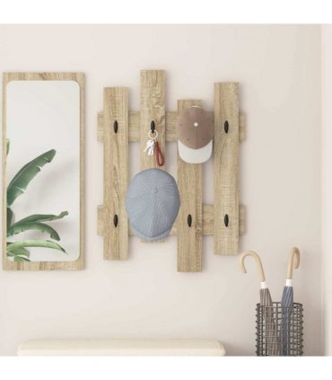 vidaXL Wall-Mounted Coat Rack Wall-mounted Sonoma Oak 60 x 3 x 82 cm