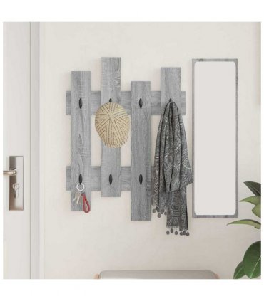 vidaXL Wall-Mounted Coat Rack Wall-mounted Grey Sonoma 60 x 3 x 82 cm