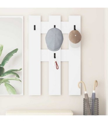 vidaXL Wall-Mounted Coat Rack White 65 x 3 x 100 cm Engineered wood