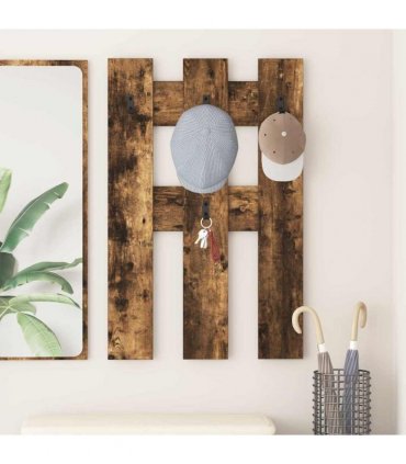 vidaXL Wall-Mounted Coat Rack Wall-mounted Smoked Oak 65 x 3 x 100 cm