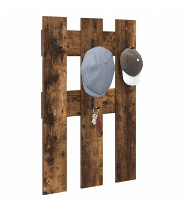 vidaXL Wall-Mounted Coat Rack Wall-mounted Smoked Oak 65 x 3 x 100 cm
