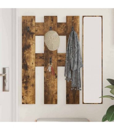 vidaXL Wall-Mounted Coat Rack Wall-mounted Smoked Oak 65 x 3 x 100 cm