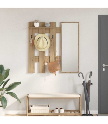 vidaXL Wall-Mounted Coat Rack Artisan Oak 100 x 10 x 100 cm