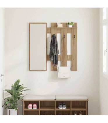 vidaXL Wall-Mounted Coat Rack Artisan Oak 100 x 10 x 100 cm