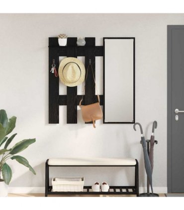 vidaXL Wall-Mounted Coat Rack Wall-mounted Black Oak 100 x 10 x 100 cm