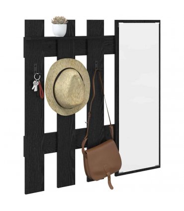 vidaXL Wall-Mounted Coat Rack Wall-mounted Black Oak 100 x 10 x 100 cm