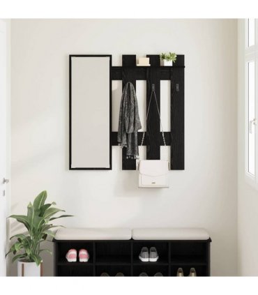 vidaXL Wall-Mounted Coat Rack Wall-mounted Black Oak 100 x 10 x 100 cm