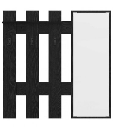 vidaXL Wall-Mounted Coat Rack Wall-mounted Black Oak 100 x 10 x 100 cm