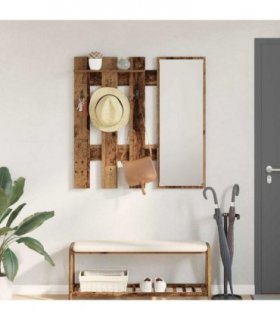 vidaXL Wall-Mounted Coat Rack Wall-mounted Old Wood 100 x 10 x 100 cm