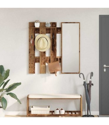 vidaXL Wall-Mounted Coat Rack Wall-mounted Old Wood 100 x 10 x 100 cm