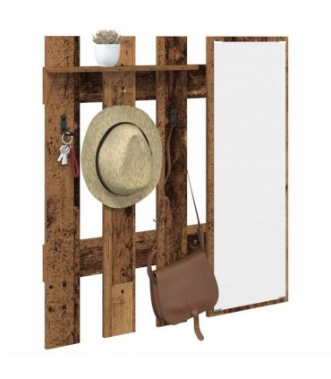 vidaXL Wall-Mounted Coat Rack Wall-mounted Old Wood 100 x 10 x 100 cm