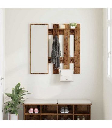 vidaXL Wall-Mounted Coat Rack Wall-mounted Old Wood 100 x 10 x 100 cm