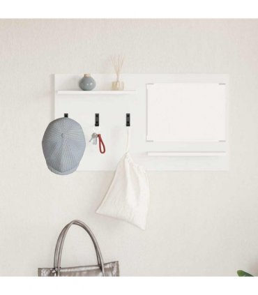 vidaXL Wall-Mounted Coat Rack White 90 x 10 x 50 cm Engineered wood