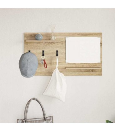vidaXL Wall-Mounted Coat Rack with Shelf Sonoma Oak 90 x 10 x 50 cm
