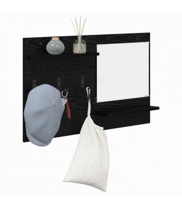 vidaXL Wall-Mounted Coat Rack with Shelf Black Oak 90 x 10 x 50 cm