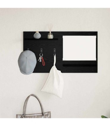vidaXL Wall-Mounted Coat Rack with Shelf Black Oak 90 x 10 x 50 cm