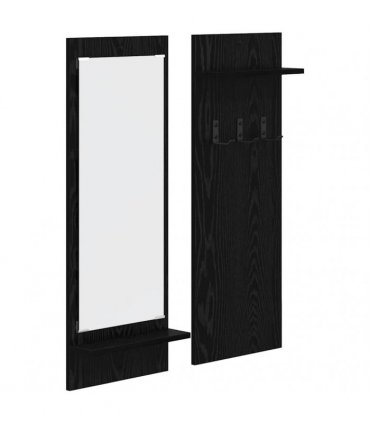 vidaXL Wall-Mounted Coat Rack with Shelf Black Oak 70 x 10 x 90 cm