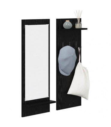 vidaXL Wall-Mounted Coat Rack with Shelf Black Oak 70 x 10 x 90 cm