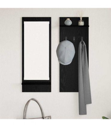 vidaXL Wall-Mounted Coat Rack with Shelf Black Oak 70 x 10 x 90 cm