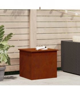 vidaXL Garden Storage Cushion Box Steel 55 x 50.5 x 50 cm 220 Rusty — Colour: Weathering steel