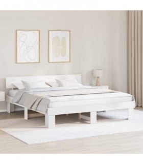 vidaXL Bed Frame with Headboard White 180 x 200 cm Solid Pine Wood — V0672063191