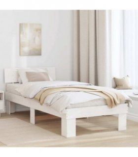 vidaXL Bed Frame with Headboard White 90 x 200 cm Solid Pine Wood — V0672063220