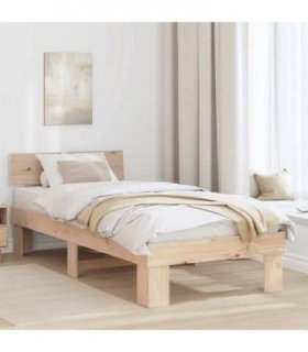 vidaXL Bed Frame with Headboard Natural 75 x 190 cm Solid Pine Wood