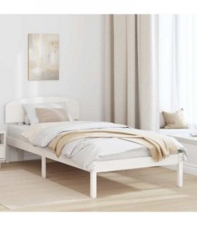 vidaXL Bed Frame with Headboard White 90 x 190 cm Solid Pine Wood — V0672063231
