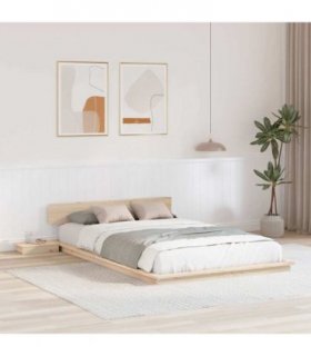 vidaXL Bed Frame Brown 140 x 190 cm Wood — Colour: Natural