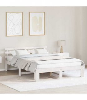 vidaXL Bed Frame with Headboard White 150 x 200 cm Solid Pine Wood — V0672063483