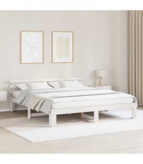 vidaXL Bed Frame with Headboard White 180 x 200 cm Solid Pine Wood — V0672063492
