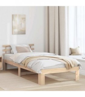 vidaXL Bed Frame with Headboard Natural 90 x 200 cm Solid Pine Wood — V0672063517