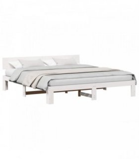 vidaXL Bed Frame with Headboard White 180 x 200 cm Solid Pine Wood — V0672063519