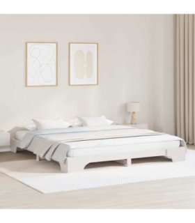 vidaXL Bed Frame White 180 x 200 cm Solid Pine Wood — Size: 180 x 200 cm (20 cm height)